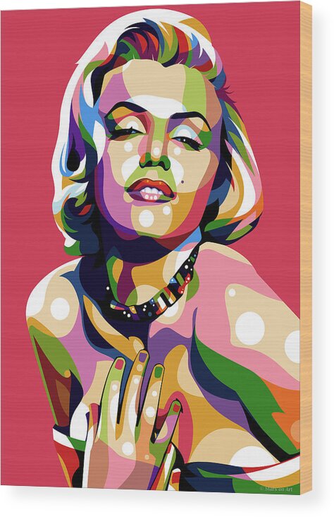 Marilyn Wood Print featuring the digital art Marilyn Monroe by Stars on Art