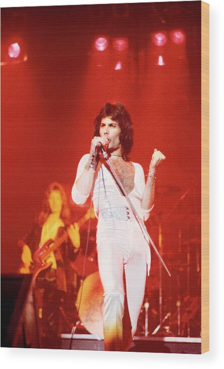 People Wood Print featuring the photograph Photo Of Freddie Mercury And Queen #2 by Fin Costello
