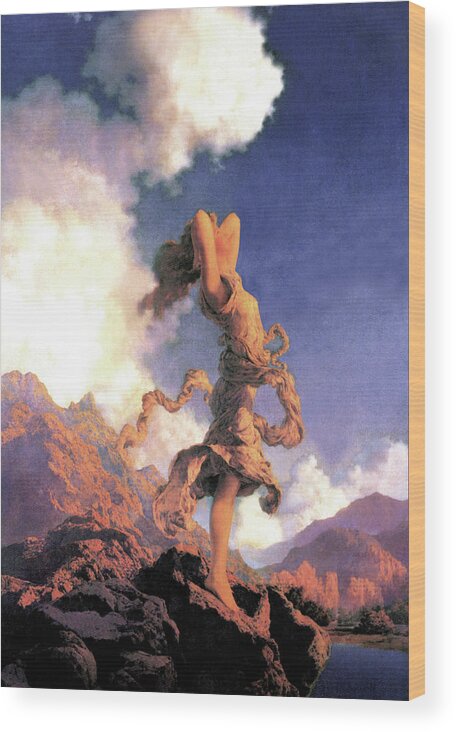 Clouds Wood Print featuring the painting Ecstasy #3 by Maxfield Parrish