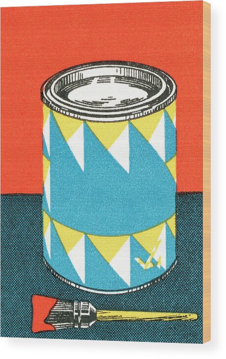 Brand Wood Print featuring the drawing Paint can #3 by CSA Images