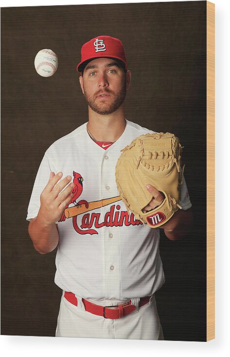 Media Day Wood Print featuring the photograph St. Louis Cardinals Photo Day by Rob Carr