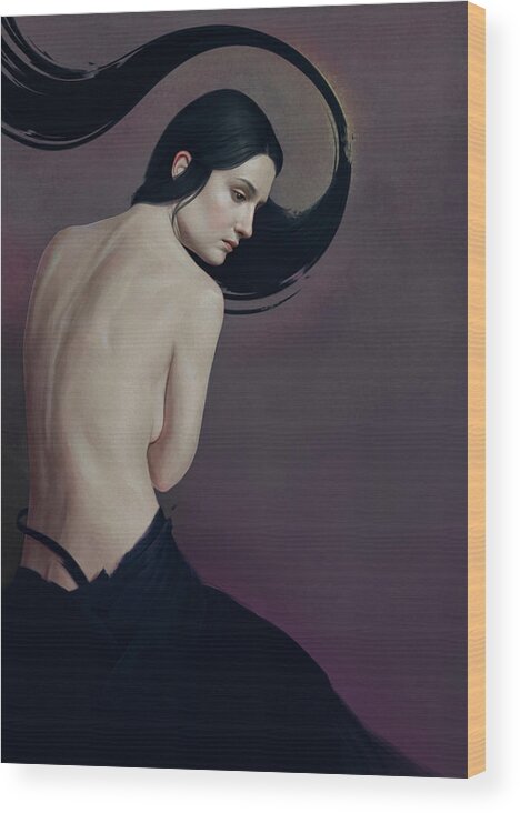 Woman Wood Print featuring the painting 483 by Diego Fernandez