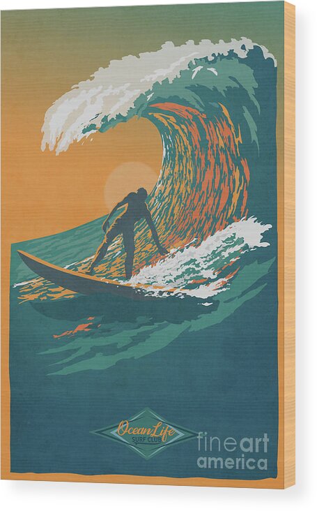 Surfer Wood Print featuring the digital art Ocean Life by Sassan Filsoof