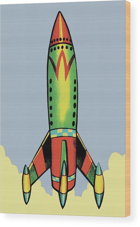 Adventure Wood Print featuring the drawing Rocket Launch #5 by CSA Images