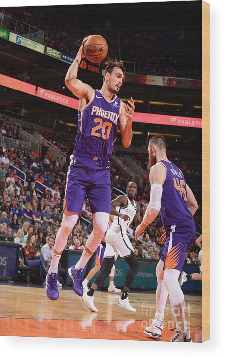 Nba Pro Basketball Wood Print featuring the photograph Brooklyn Nets V Phoenix Suns by Barry Gossage
