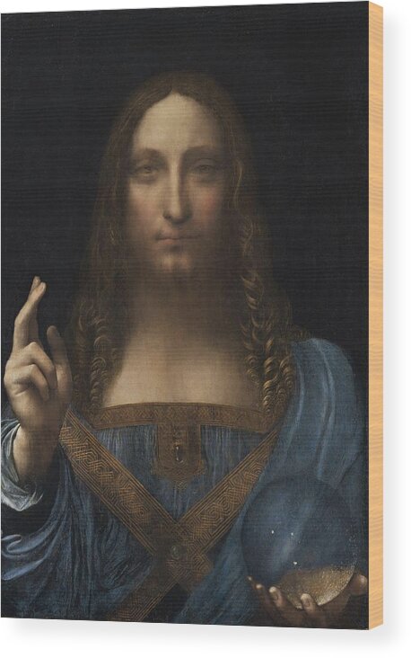 Leonardo Da Vinci Wood Print featuring the painting Salvator Mundi by Leonardo Da Vinci
