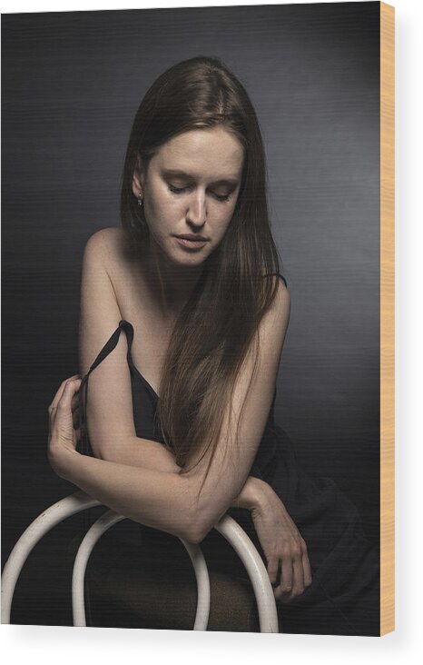 Young_girl Beautiful Sensitive Studio Model Portrait Wood Print featuring the photograph Portrait #9 by Boris Lichtman