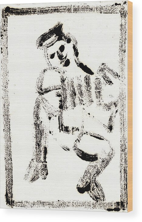 Accordion Wood Print featuring the painting Accordion After Mikhail Larionov Black Ink Painting 1 by Edgeworth Johnstone
