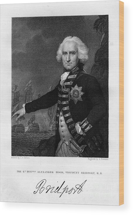 Engraving Wood Print featuring the drawing Admiral Alexander Hood 1726-1814, 1st by Print Collector