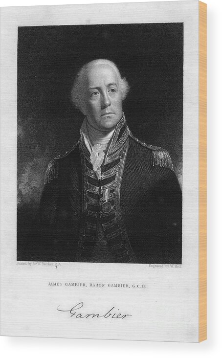 Engraving Wood Print featuring the drawing Admiral James Gambier 1756-1833, 1st by Print Collector