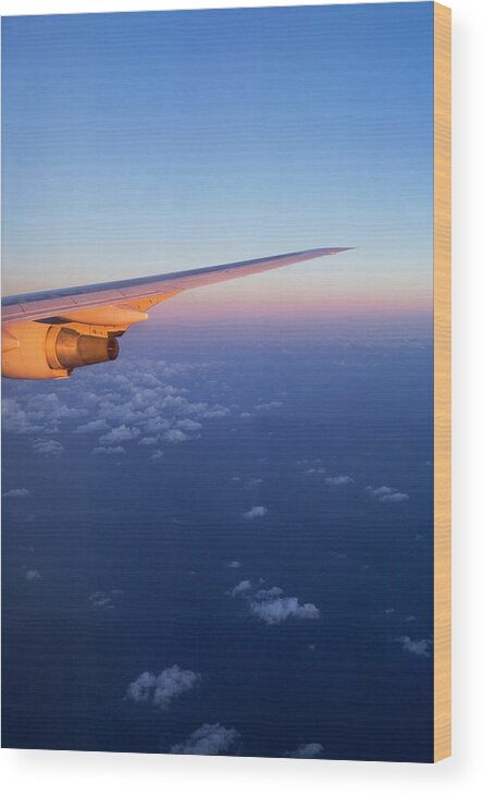 Scenics Wood Print featuring the photograph Airplane In Flight Over Pacific Ocean by Karin Slade