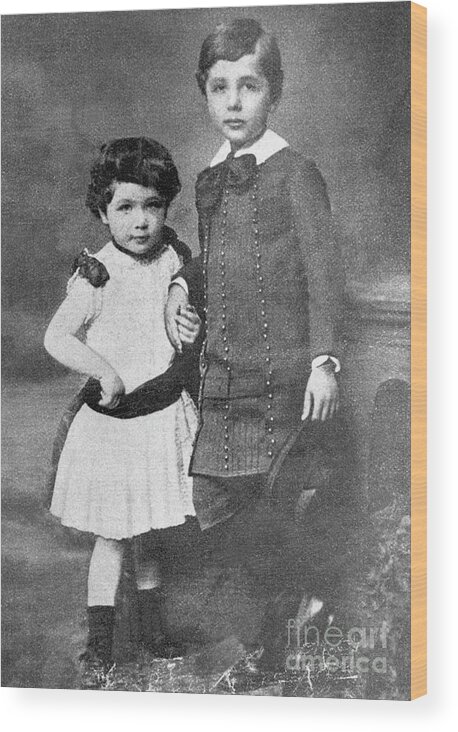 Physicist Wood Print featuring the photograph Albert And Maja Einstein As Children by Bettmann