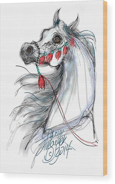 Arabian Mare Wood Print featuring the digital art Always Equestrian by Stacey Mayer