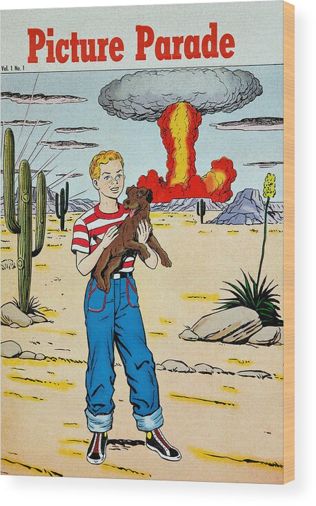 Atomic Wood Print featuring the painting Andy's Atomic Adventures by Pete Costanza