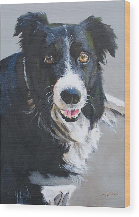 Dog Wood Print featuring the painting Arthur by Christopher Reid