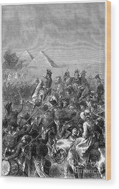 Engraving Wood Print featuring the drawing Battle Of The Pyramids, 21st July 1798 by Print Collector