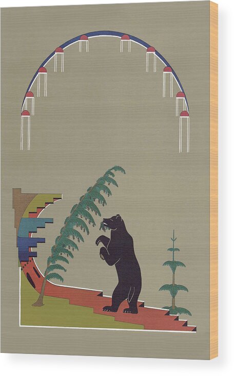Pueblo Wood Print featuring the painting Bear in the Mountains by Pueblo