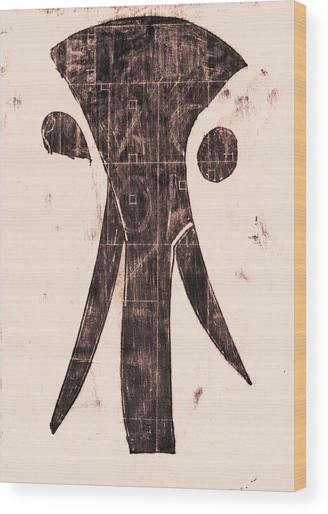 Elephant Wood Print featuring the drawing Black Ivory 1 Original Elephant by Edgeworth Johnstone