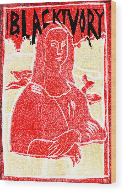 Mona Lisa Wood Print featuring the relief Black Ivory Mona Lisa 29 by Edgeworth Johnstone