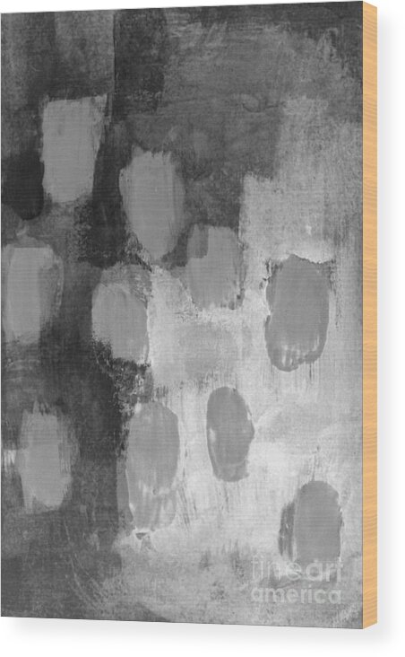 Black And White Wood Print featuring the painting Black white grey abstract by Vesna Antic