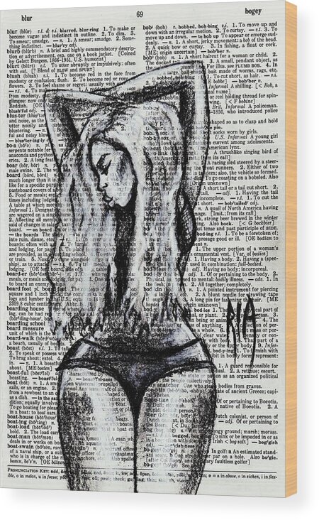 Blur Wood Print featuring the drawing Blurred Lines by Artist RiA