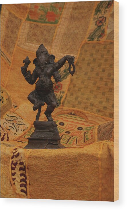 Ganesh Wood Print featuring the photograph Bronze Ganesha dancing by Steve Estvanik
