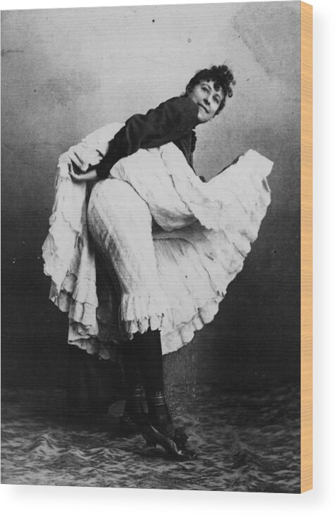 Vertical Wood Print featuring the photograph Can-can Dancer by Hulton Archive