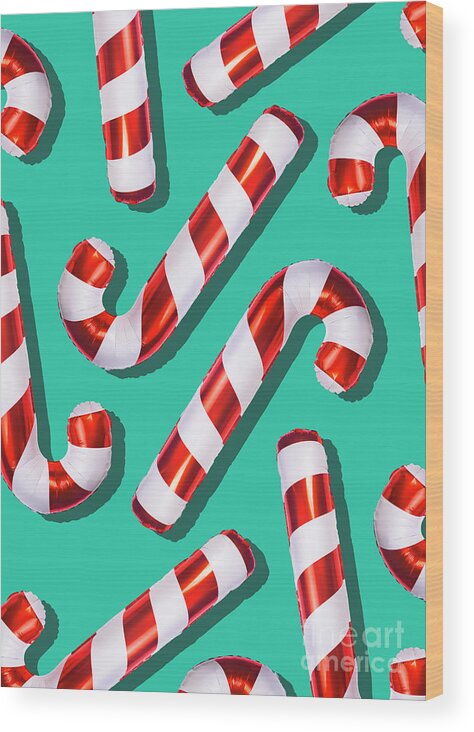 Sugar Wood Print featuring the photograph Candy Cane Balloons by Retales Botijero