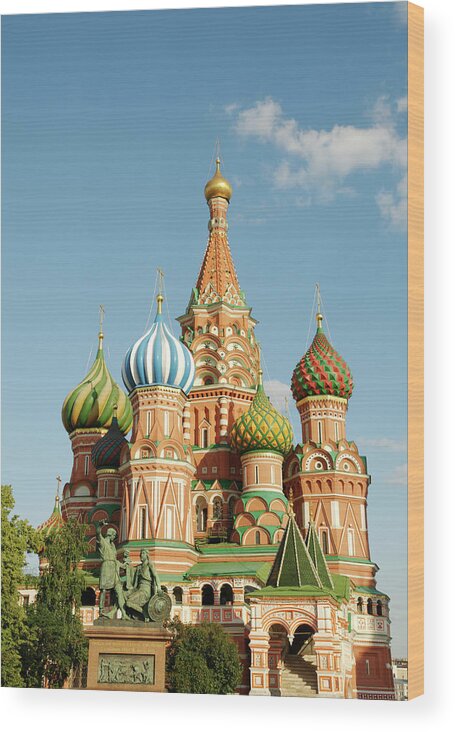 Statue Wood Print featuring the photograph Cathedral Of Saint Basil The Blessed In by Travelif