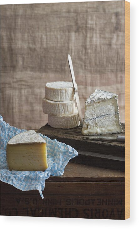 Cheese Wood Print featuring the photograph Cheeses by Melina Hammer
