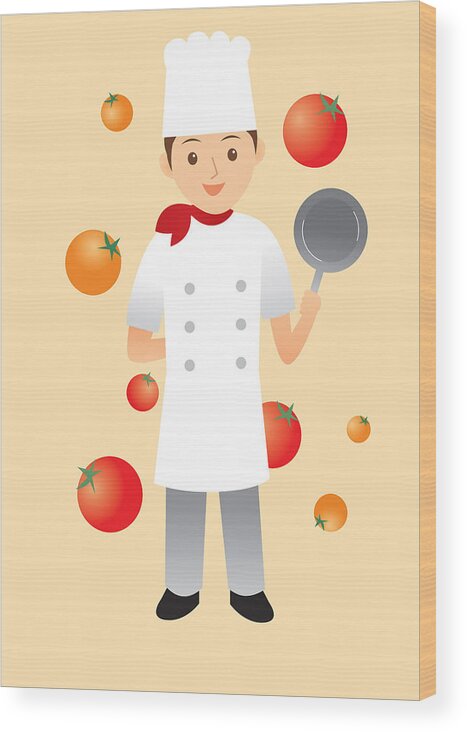 Working Wood Print featuring the digital art Chef by Moonbase/amanaimagesrf