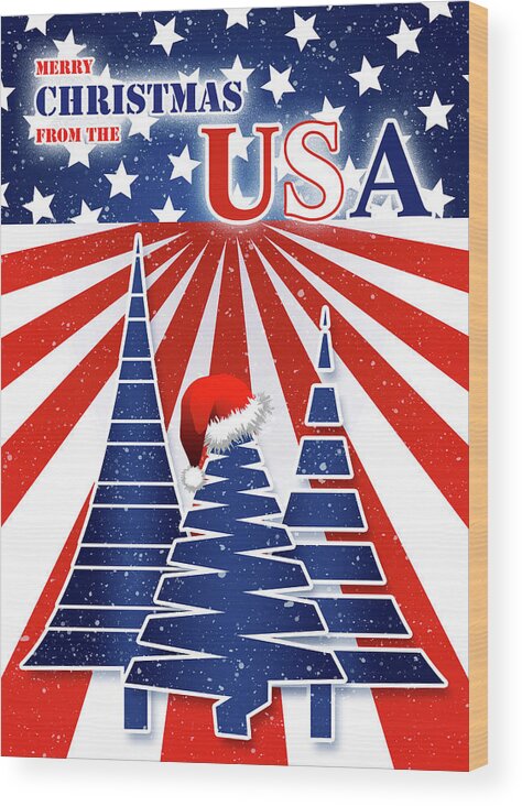 Usa Wood Print featuring the digital art Christmas from the USA by Doreen Erhardt