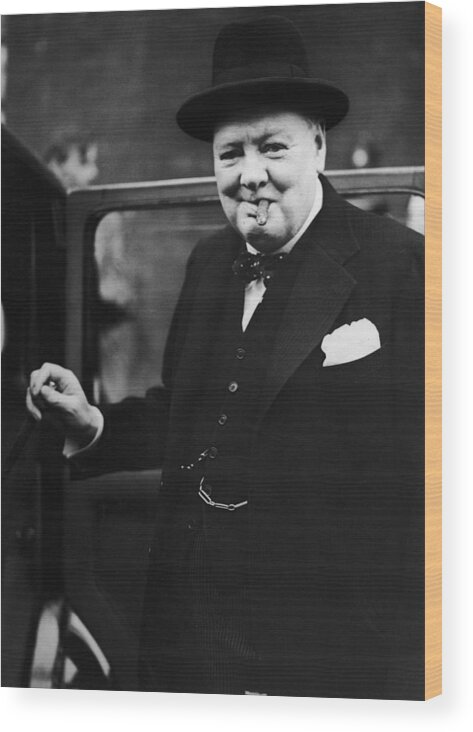 Winston Churchill - Prime Minister Wood Print featuring the photograph Churchill Resigns by Keystone