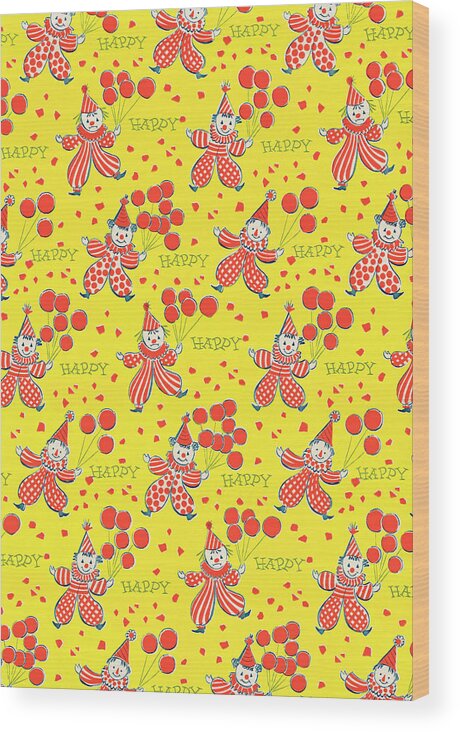 Background Wood Print featuring the drawing Clown pattern by CSA Images