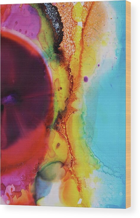 Alcohol Ink Wood Print featuring the painting Conjunction by Michele Myers