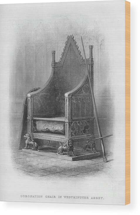 Circa 13th Century Wood Print featuring the drawing Coronation Chair In Westminster Abbey by Print Collector