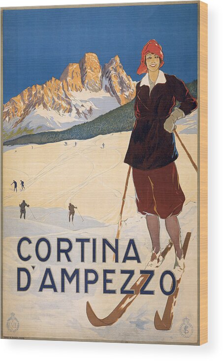 Skiing Wood Print featuring the photograph Cortina Dampezzo Poster by Graphicaartis