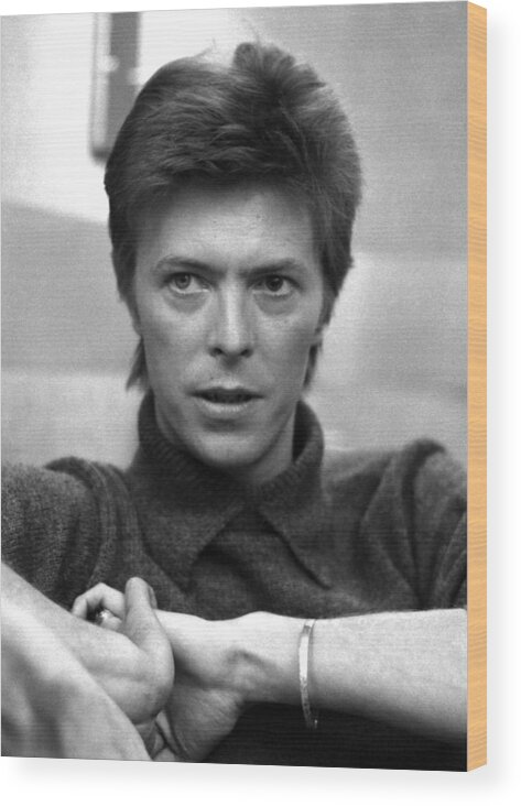 David Bowie Wood Print featuring the photograph David Bowie During Interview At The by New York Daily News Archive