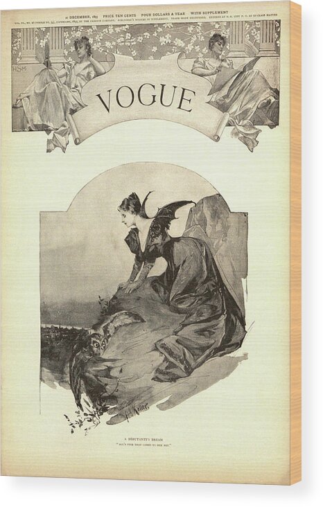 Illustration Wood Print featuring the drawing Debutante as a Predator, Vogue by A Keller