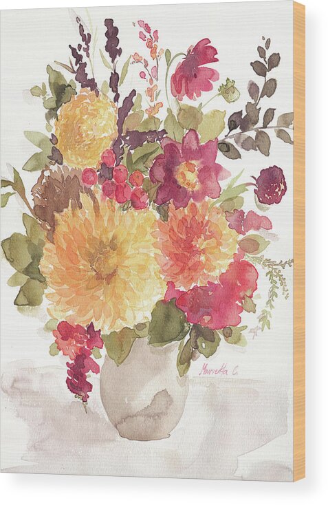 Delicate Flowers 2
 Wood Print featuring the mixed media Delicate Flowers 2 by Marietta Cohen Art And Design