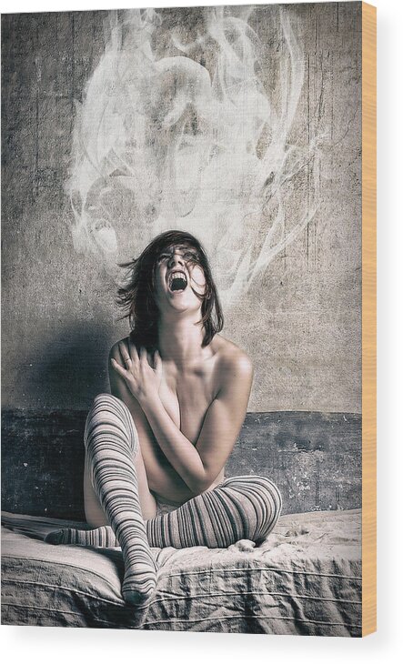 Girl Wood Print featuring the photograph Di Amore Ed Altri Splendori 4 by Davide Lorenzoni