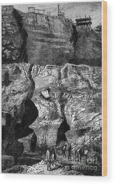 Miner Wood Print featuring the drawing Diamond Mine, Kimberley, South Africa by Print Collector