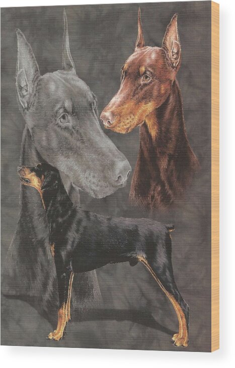 Working Group Wood Print featuring the drawing Doberman Alteration by Barbara Keith