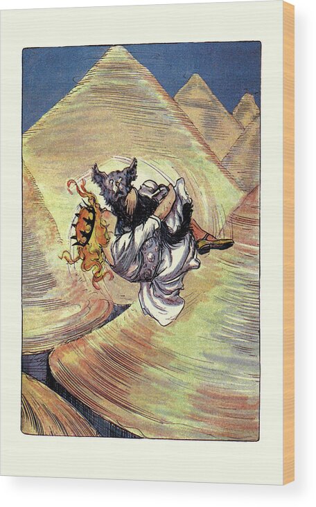 Baum Wood Print featuring the painting Dorothy and Toto in Funnel by John R. Neill