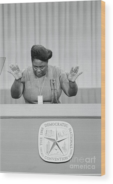 Event Wood Print featuring the photograph Fannie Lou Hamer Using Her Hands While by Bettmann
