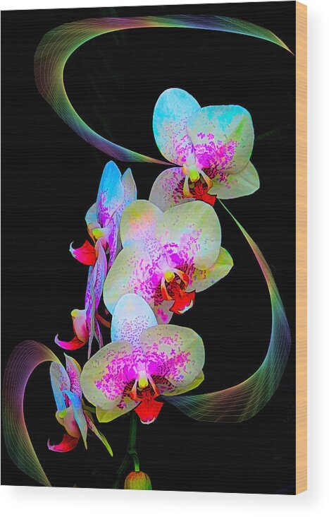 Orchids Wood Print featuring the photograph Fantasy Orchids in Full Color by Rosalie Scanlon