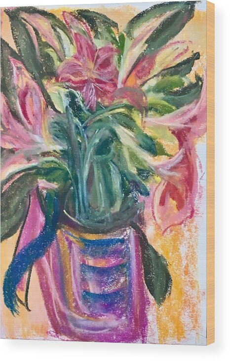  Wood Print featuring the painting Flowers1 by Beverly Smith