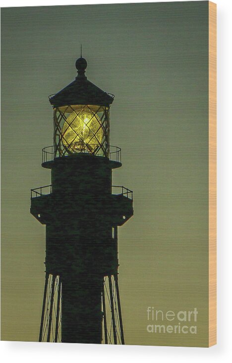 Lighthouse Wood Print featuring the photograph Fresnel Lens Glow by Tom Claud