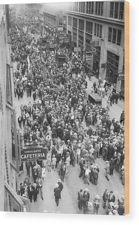 Crowd Of People Wood Print featuring the photograph Garment Workers Walking by Bettmann