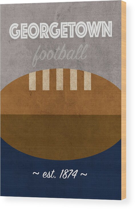 Georgetown Wood Print featuring the mixed media Georgetown College Football Team Vintage Retro Poster by Design Turnpike